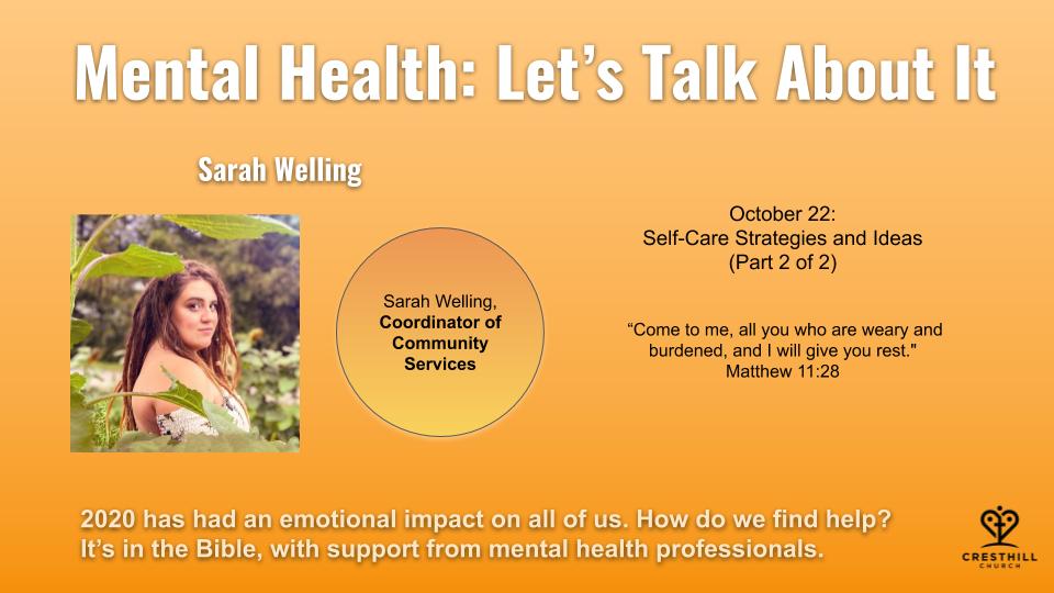 Mental Health: Let's Talk About It, hosted by Sarah Welling